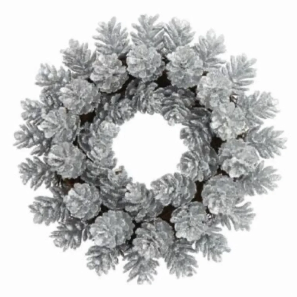 Mud Pie Silver Artificial Pine Cone Wreath